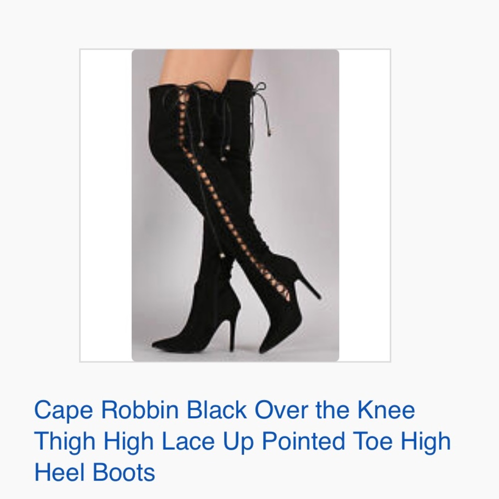 Cape Robbin - Over the Knee Thigh High Lace Up Pointed Toe High Heel Boots